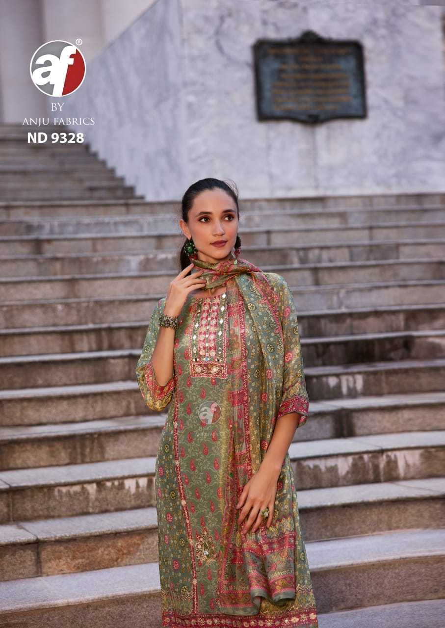 anju fab nd 9328 amazing look shimmer readymade combo suits