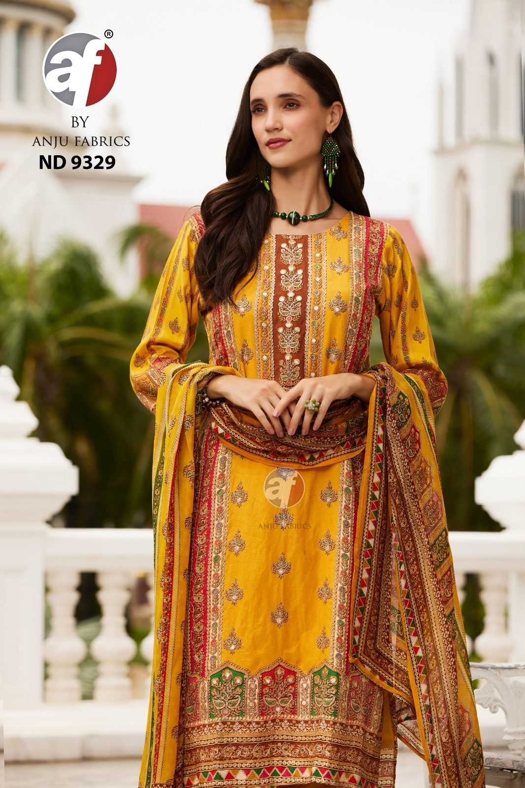 anju fab nd 9329 tissue shimmer designer readymade combo 3pcs suits