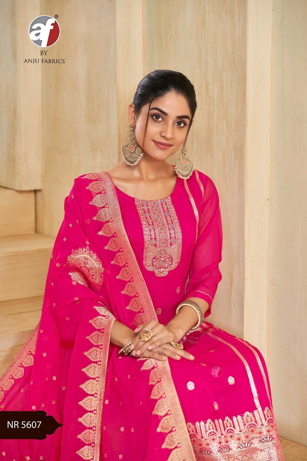 anju fab nr 5607 readymade organza jacquard combo ladies suits