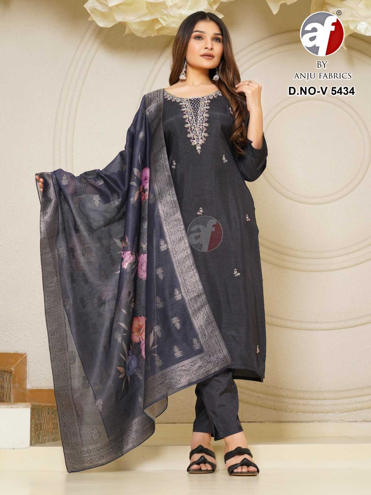 anju fab v 5434 readymade dola silk trendy 3pcs combo suits