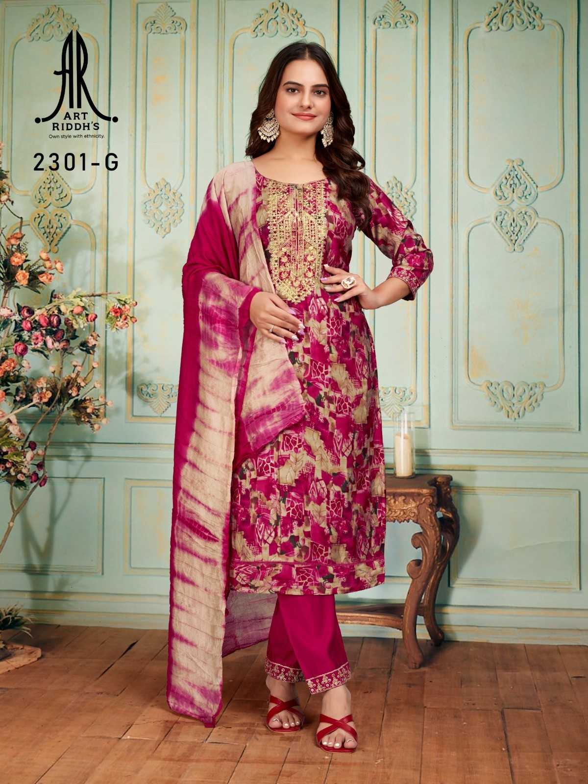 artriddhs modal chanderi print daily wear fancy readymade combo ladies suit 