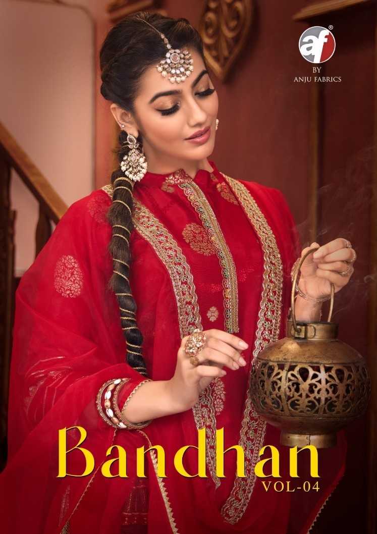 bandhan vol 4 by anju fab dola silk jacquard readymade 3pcs dress 