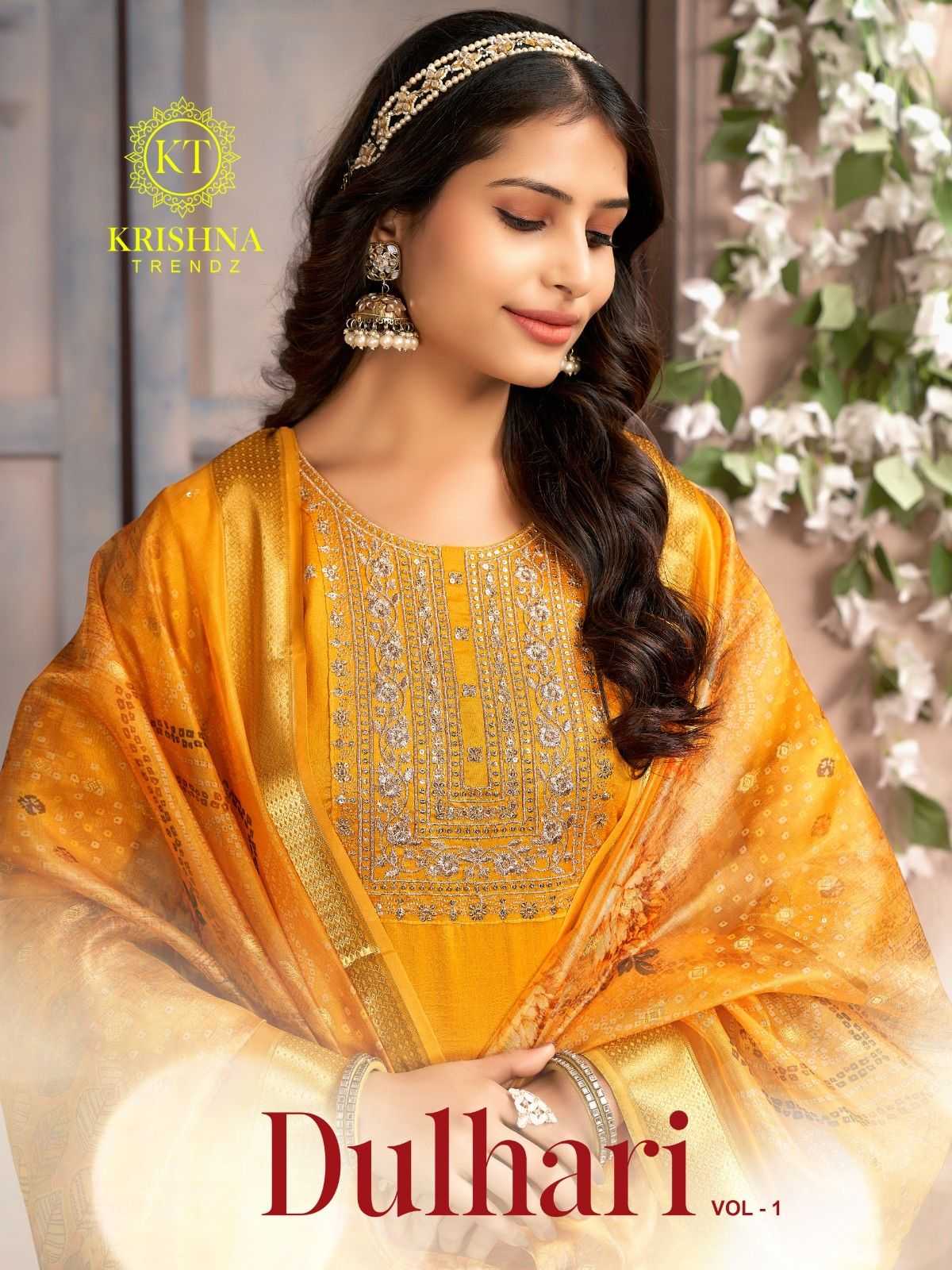 dulhari vol 1 by krishna trendz readymade vichitra silk attractive look dress