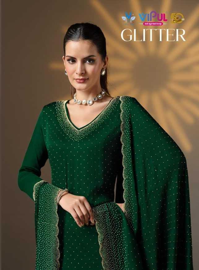 glitter by vipul fashion satin chiffon unique style ladies suits