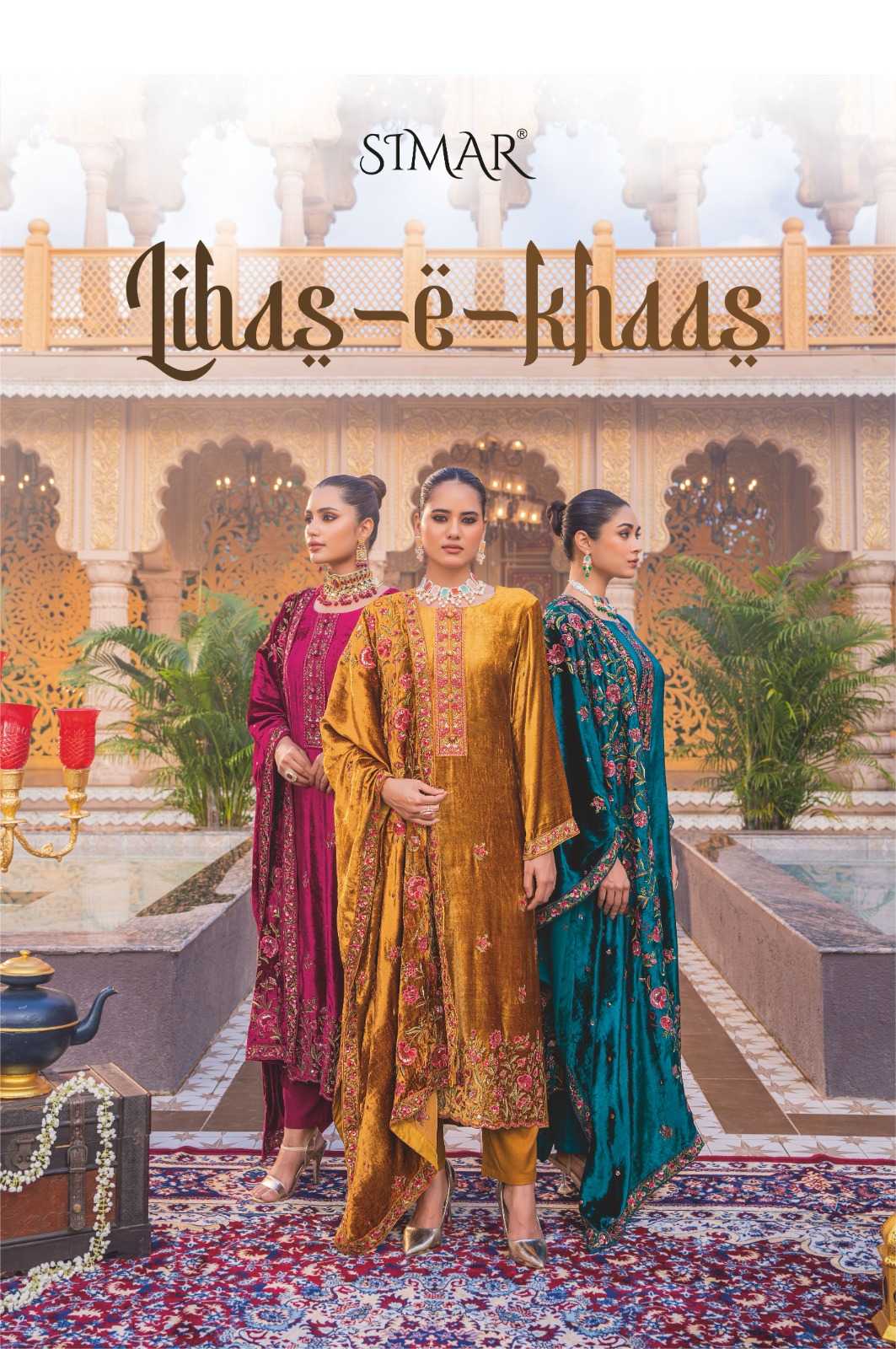 libas e khaas by glossy viscose velvet winter collection suits