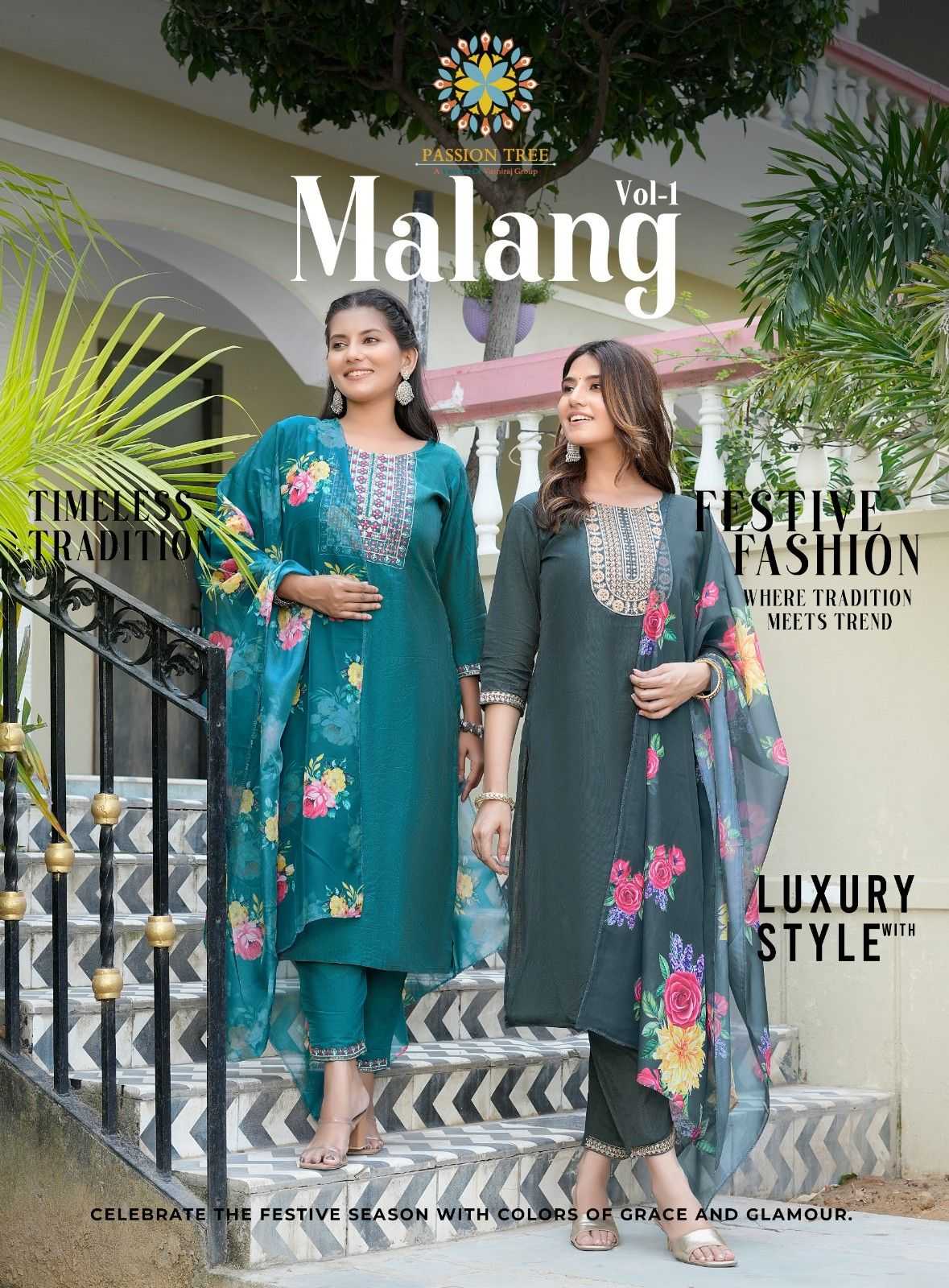 malang vol 1 by passion tree shimmer silk fullstitch big size straight 3pcs dress