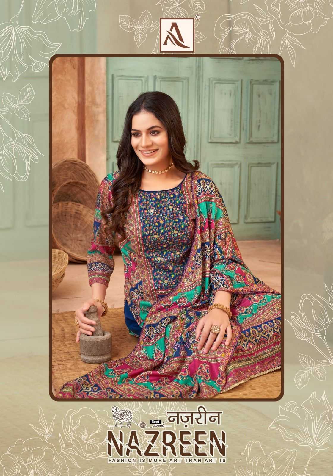 nazreen by alok suits viscose pashmina ladies suits