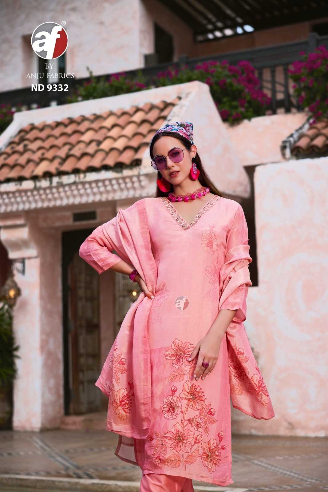 nd 9332 by anju fab unique style simmer readymade combo suits