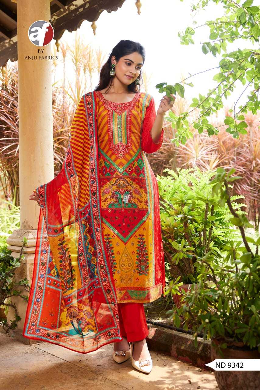 nd 9342 by anju fab russian silk print unique readymade combo suits