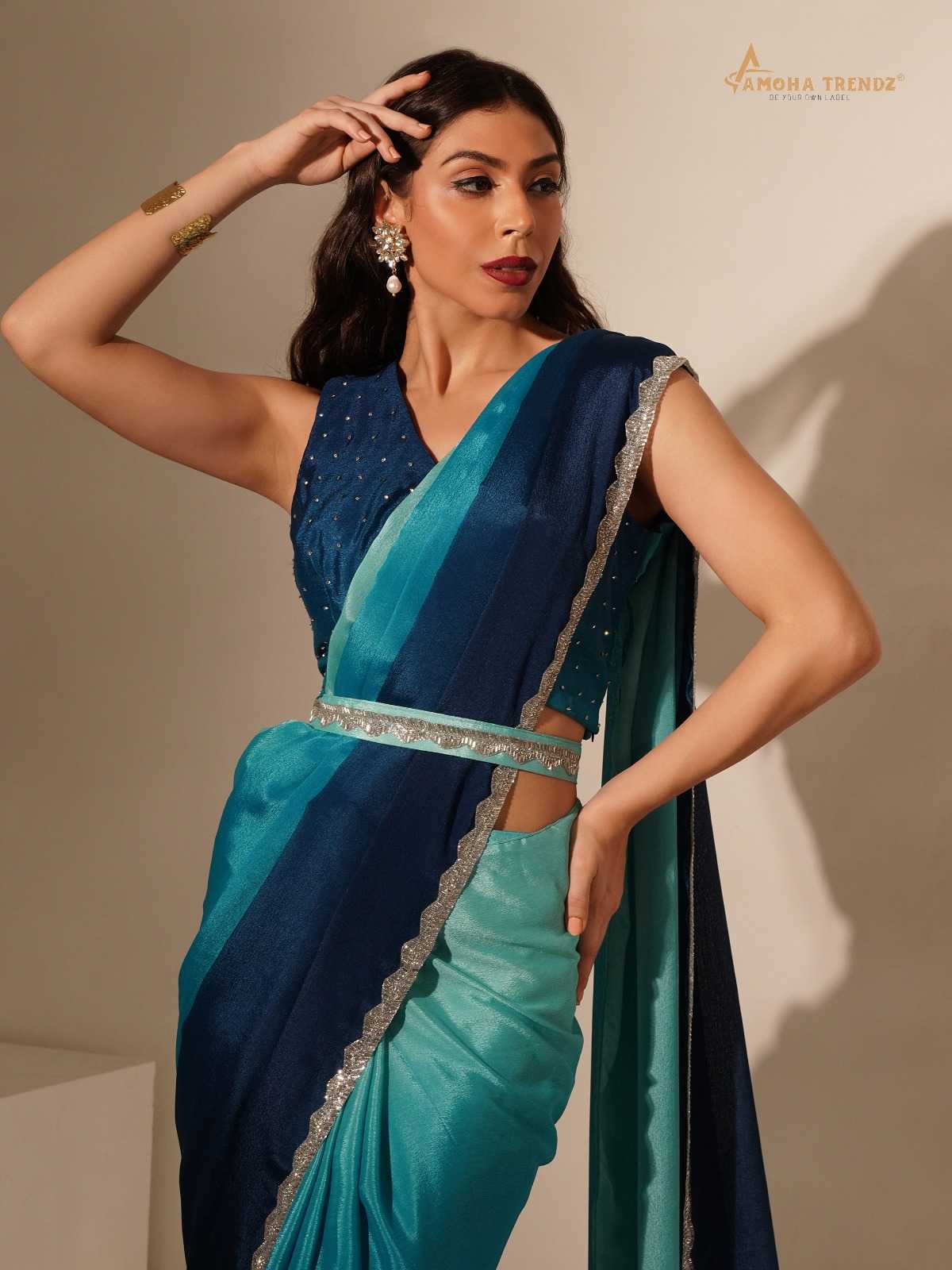 pr 101140 attractive colour ombre one minute saree online