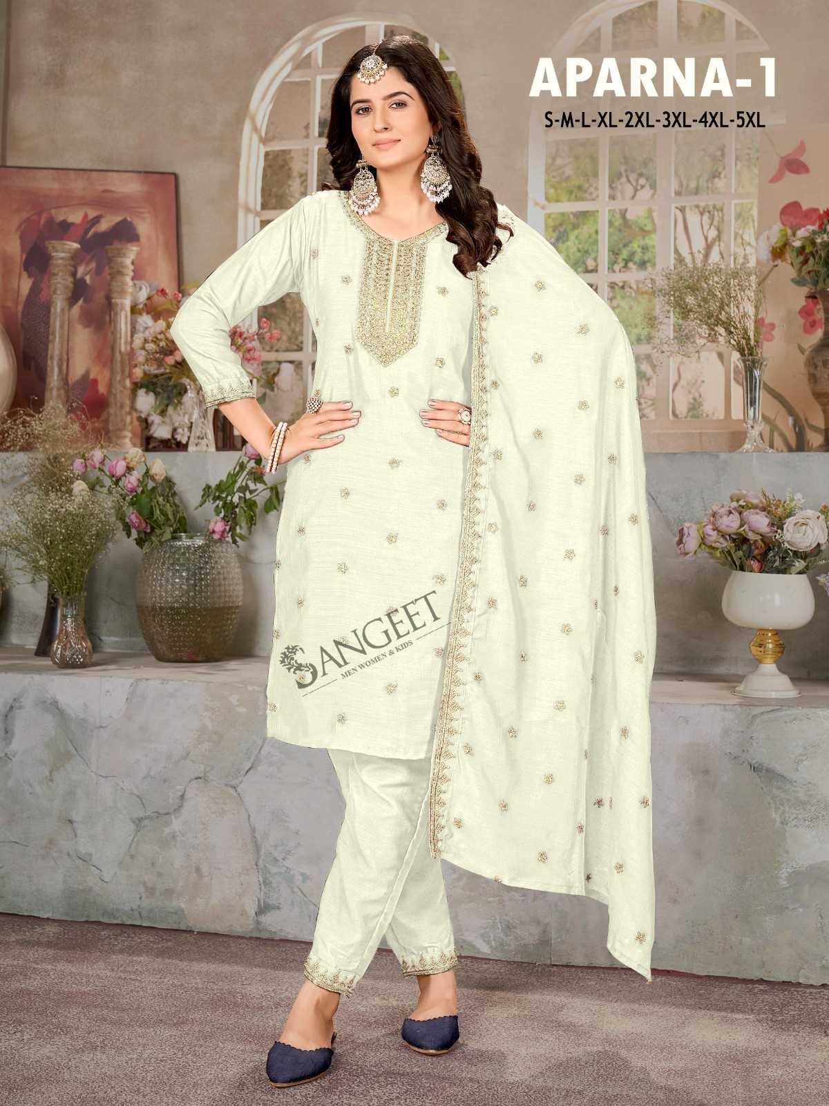 pr aparna vol 1 vichitra silk readymade pretty look big size churidar suit 