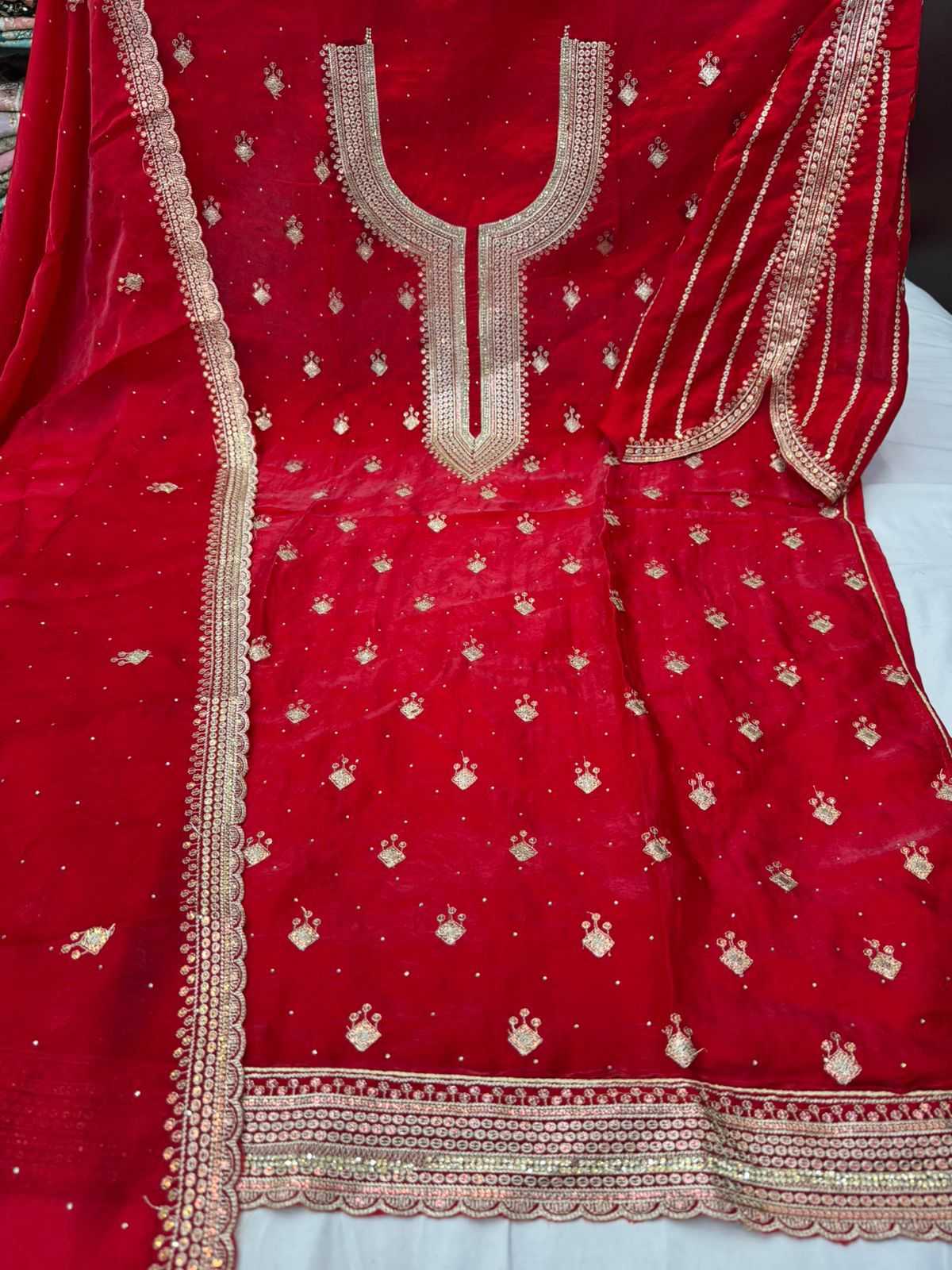 pr laal begum 4 colour machine jharkan work skylone unstitch suit 