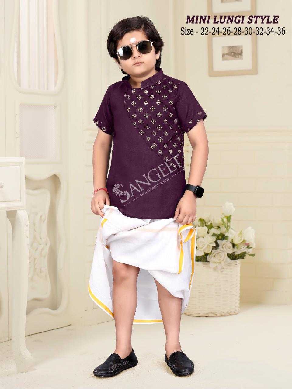 pr mini lungi style vol 1 readymade stylish cotton gold print kids kurta