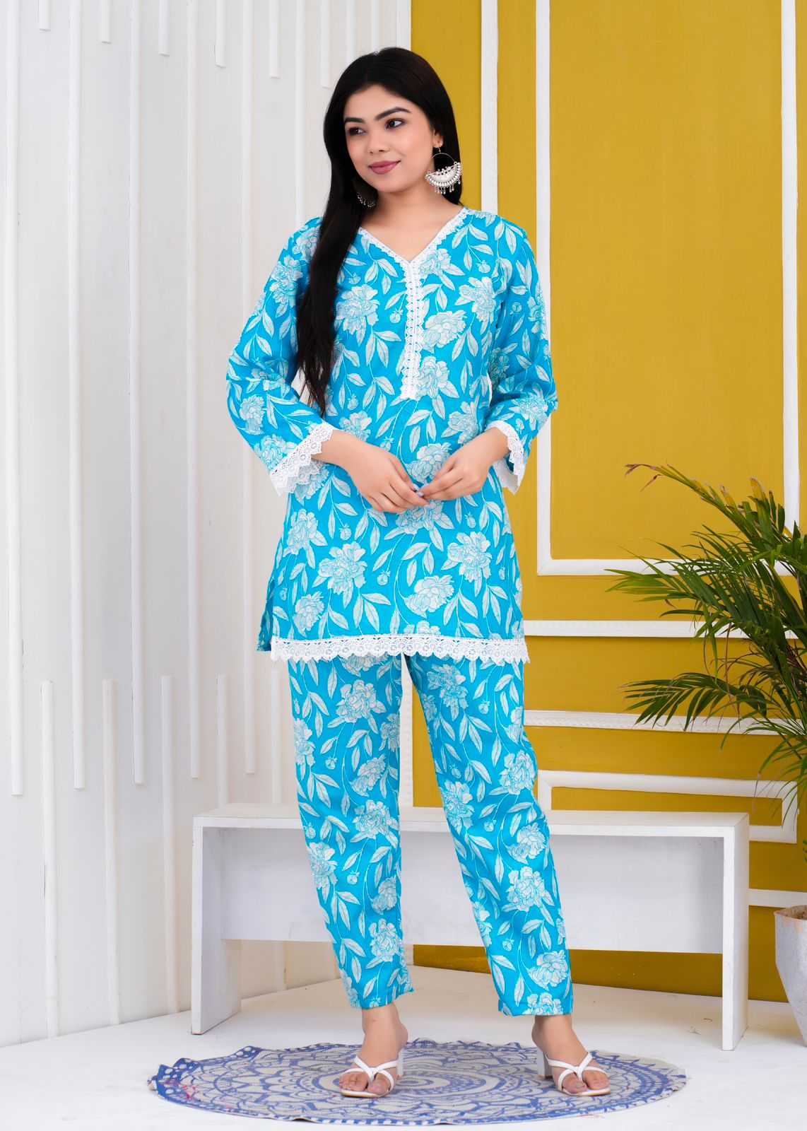 pr slub two tone cotton readymade daily wear combo co-ord set 