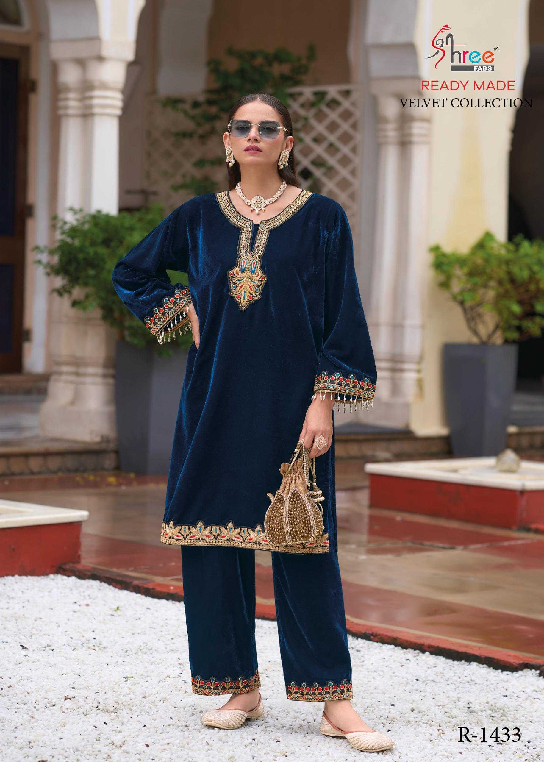 shree fabs r 1433 kashmiri readymade velvet kurti with pant