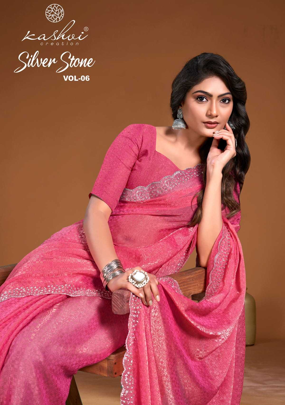 silver stone vol 6 by kashvi creation malai silk regular wear saree exports 