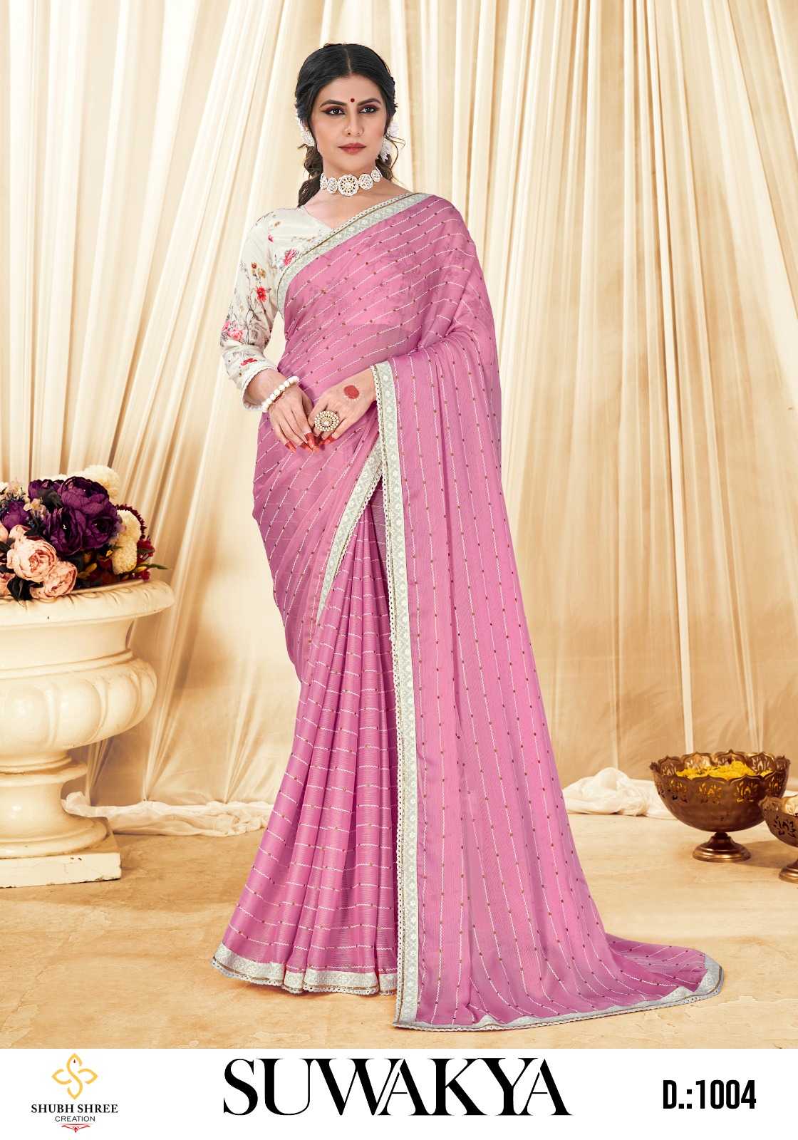 suwakya by shubh shree satin chiffon beautiful saree collection