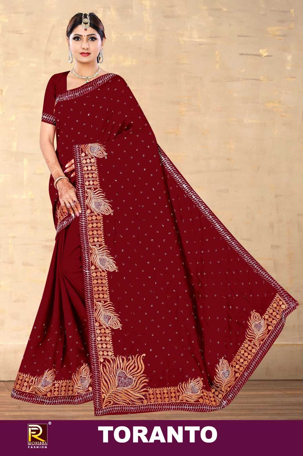 TORANTO  BY RANJNA SAREE  VICHITRA SILK  FABRICS SIROSKI DIAMOND WORK  FANCY SUPER HIT COLLECTION SAREES