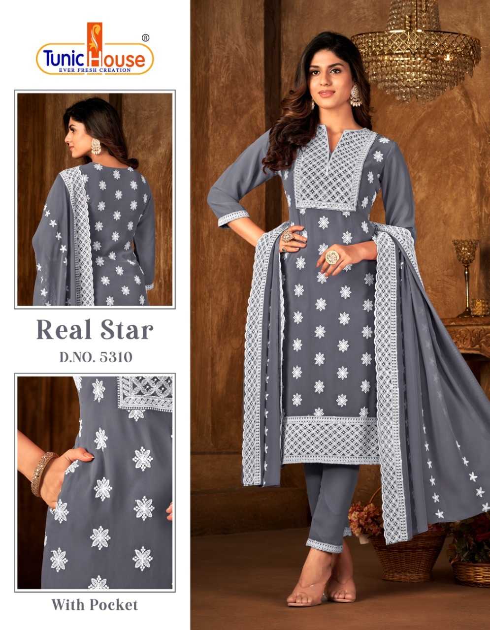 TUNIC HOUSR REAL STAR DESIGNER READYMADE 3 PCS SET SIZE SET COMBO