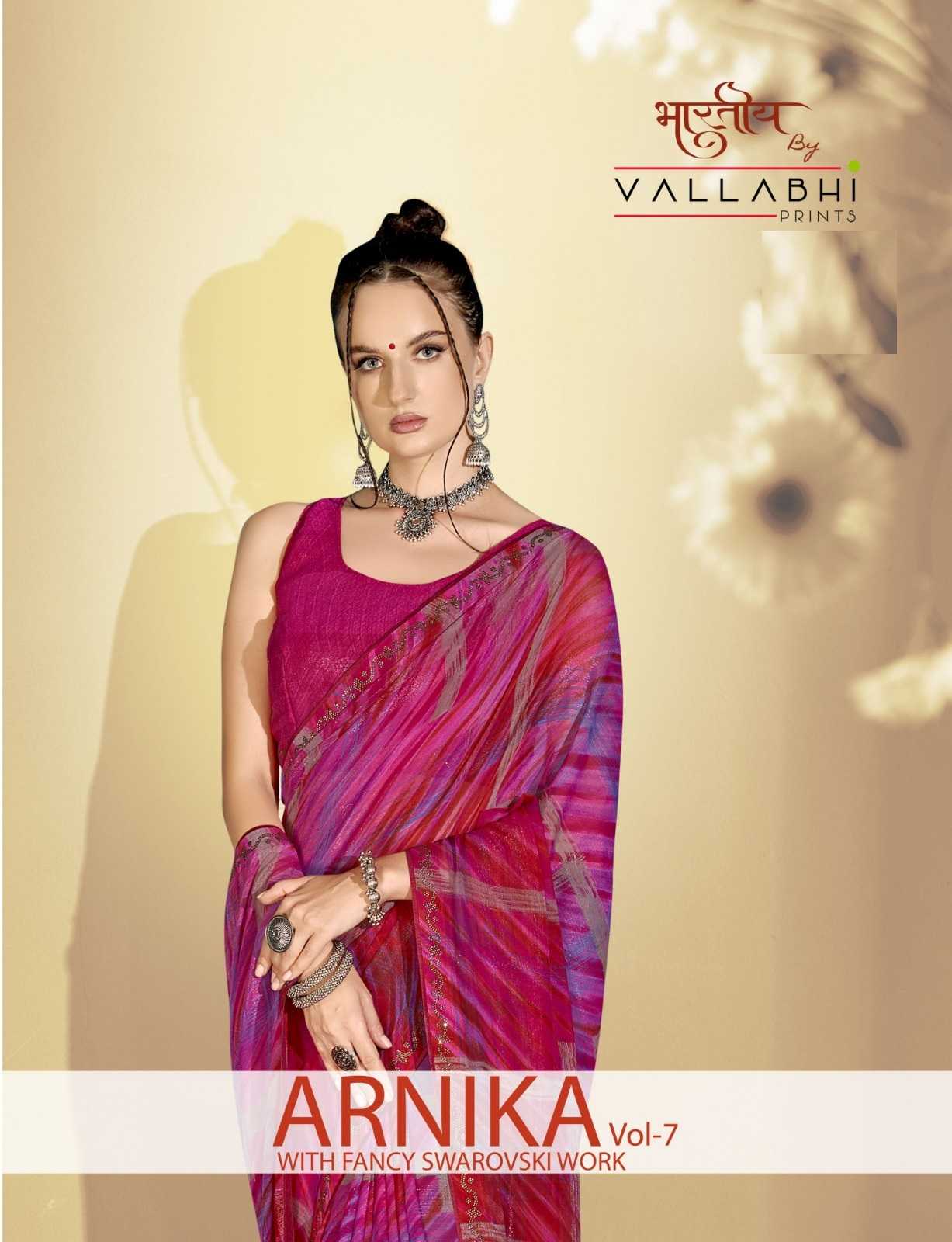 vallabhi prints arnika vol 7 line print georgette saree