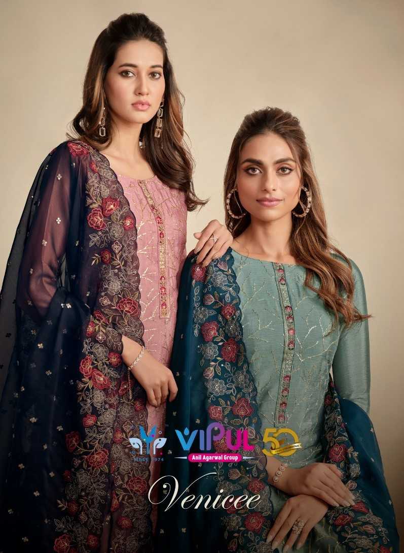 vipul fashion venicee embroidery work chinon ladies suits