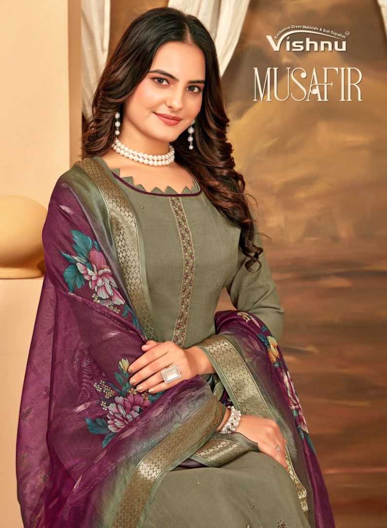 vishnu musafir roman shimmer unique colours dress material 