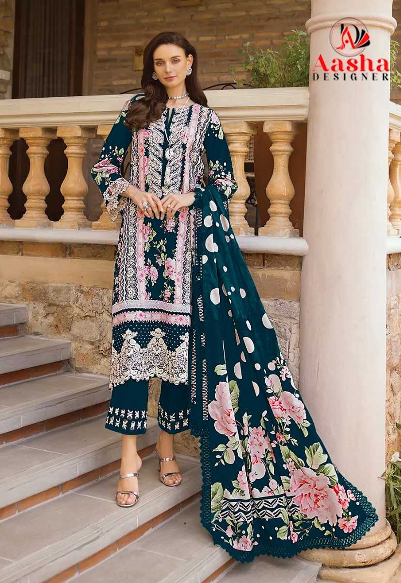 aasha designer 1126 embroidery work cotton pakistani 3pcs dress