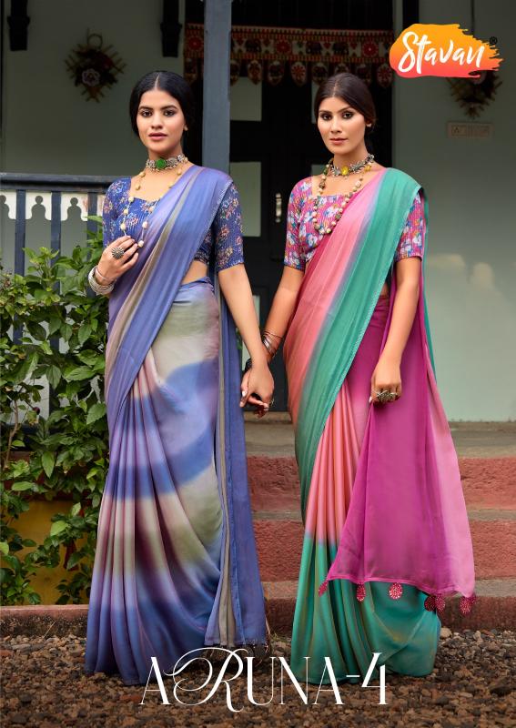 aruna vol 4 by stavan unique style 3d velvet chiffon fancy saree