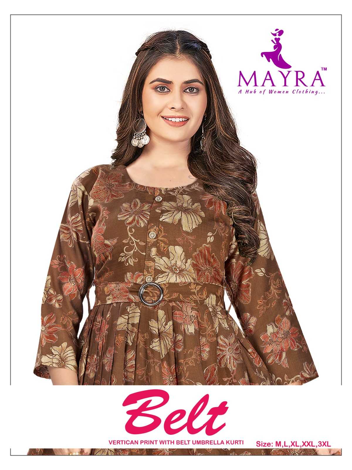 belt by mayra fashion vertican print readymade umbrella kurti with belt