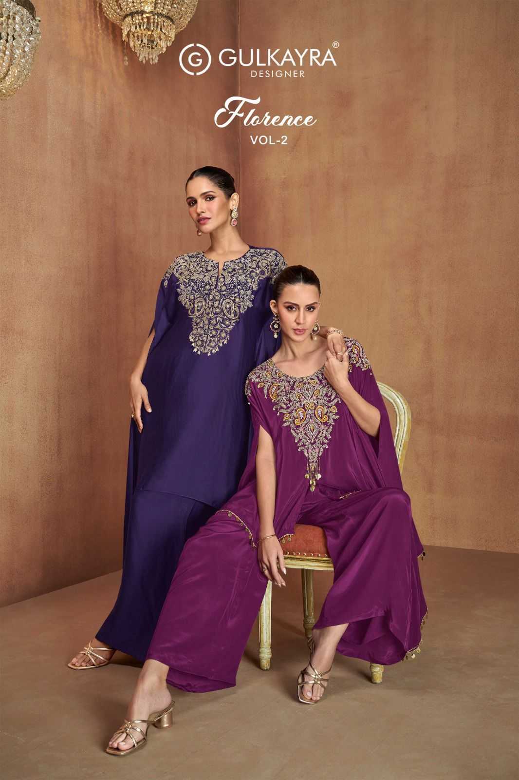 florence vol 2 by gulkayra designer readymade embroidery silk plazzo style 3pcs dress