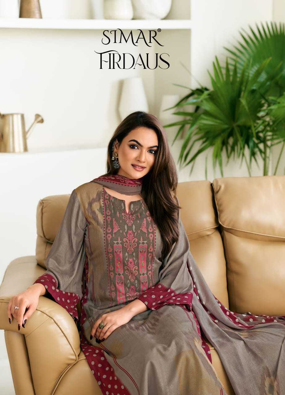 glossy firdaus viscose pashmina print winter collection suits