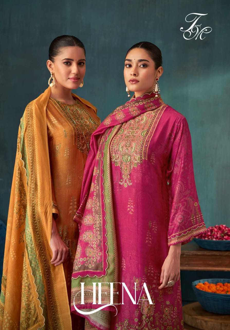 heena by t&m unique print muslin silk ladies salwar suits