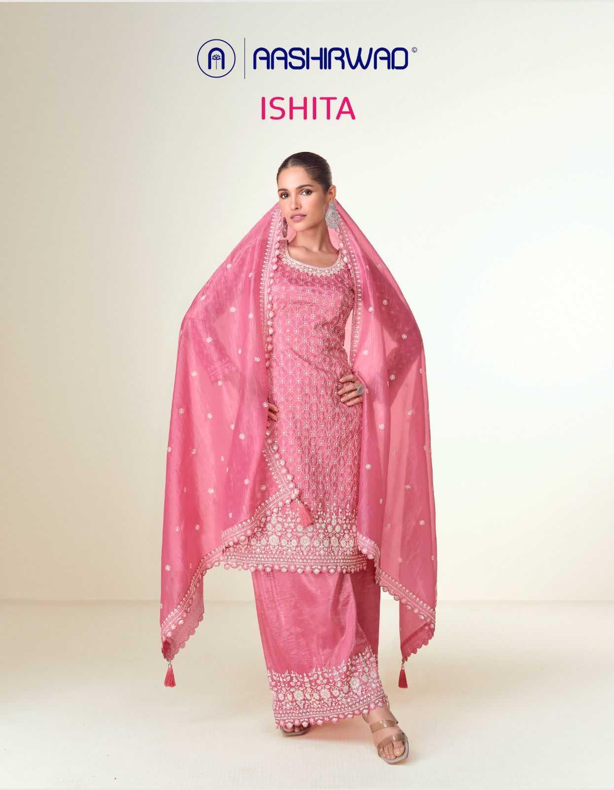 ishita by aashirwad creation tissue crush readymade exclusive party wear 3pcs dress