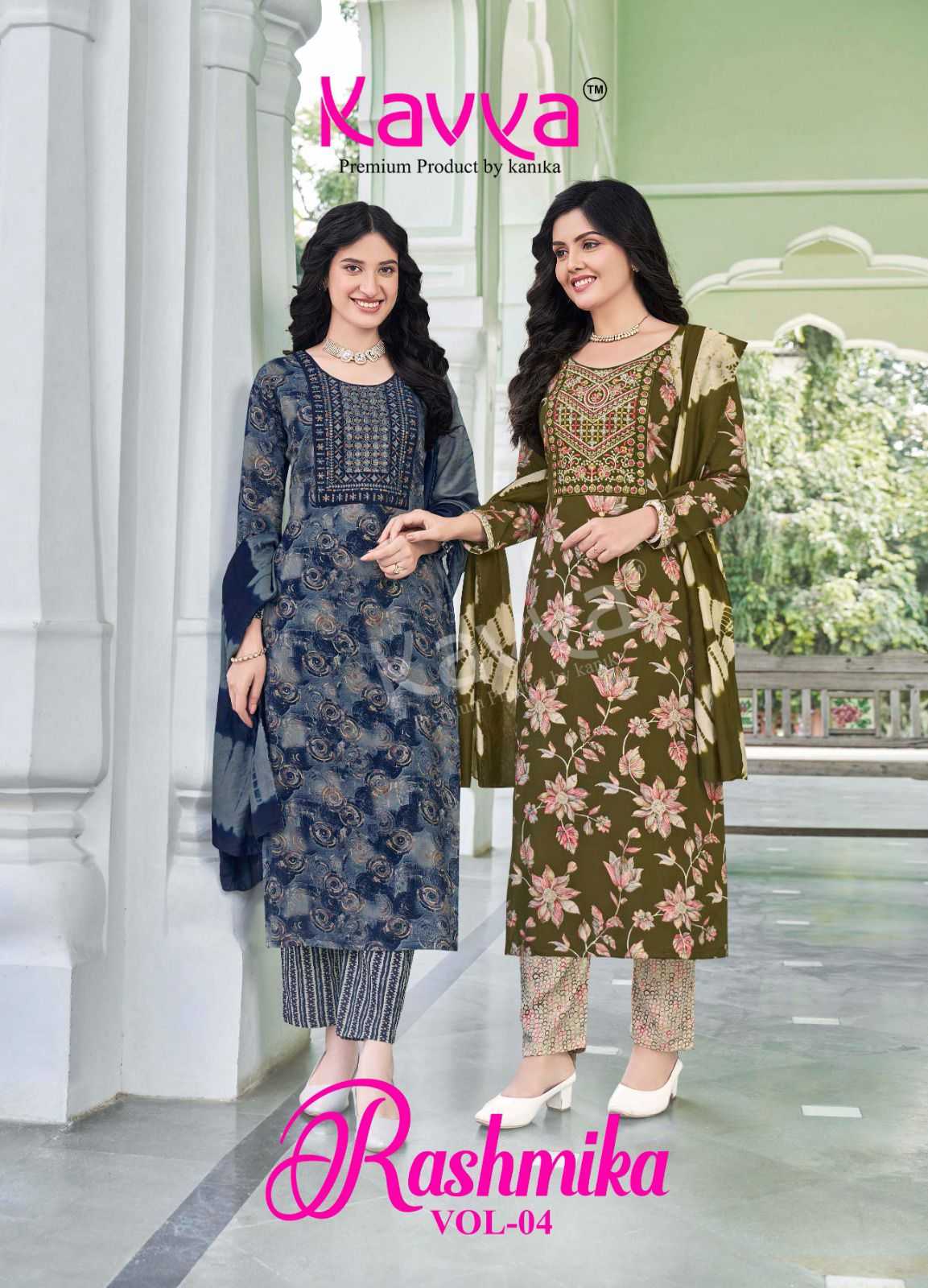 kavya rashmika vol 4 rayon print chandery cotton readymade suits