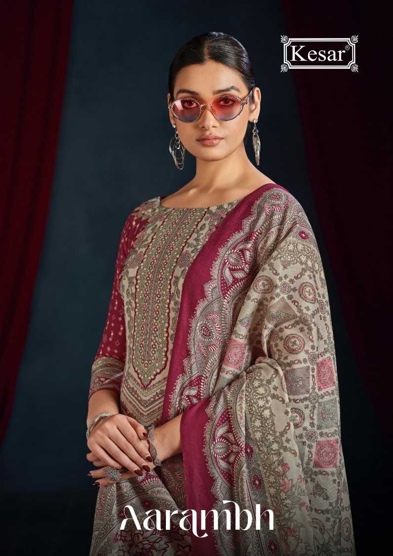 kesar karachi aarambh pashmina print winter special dress material 