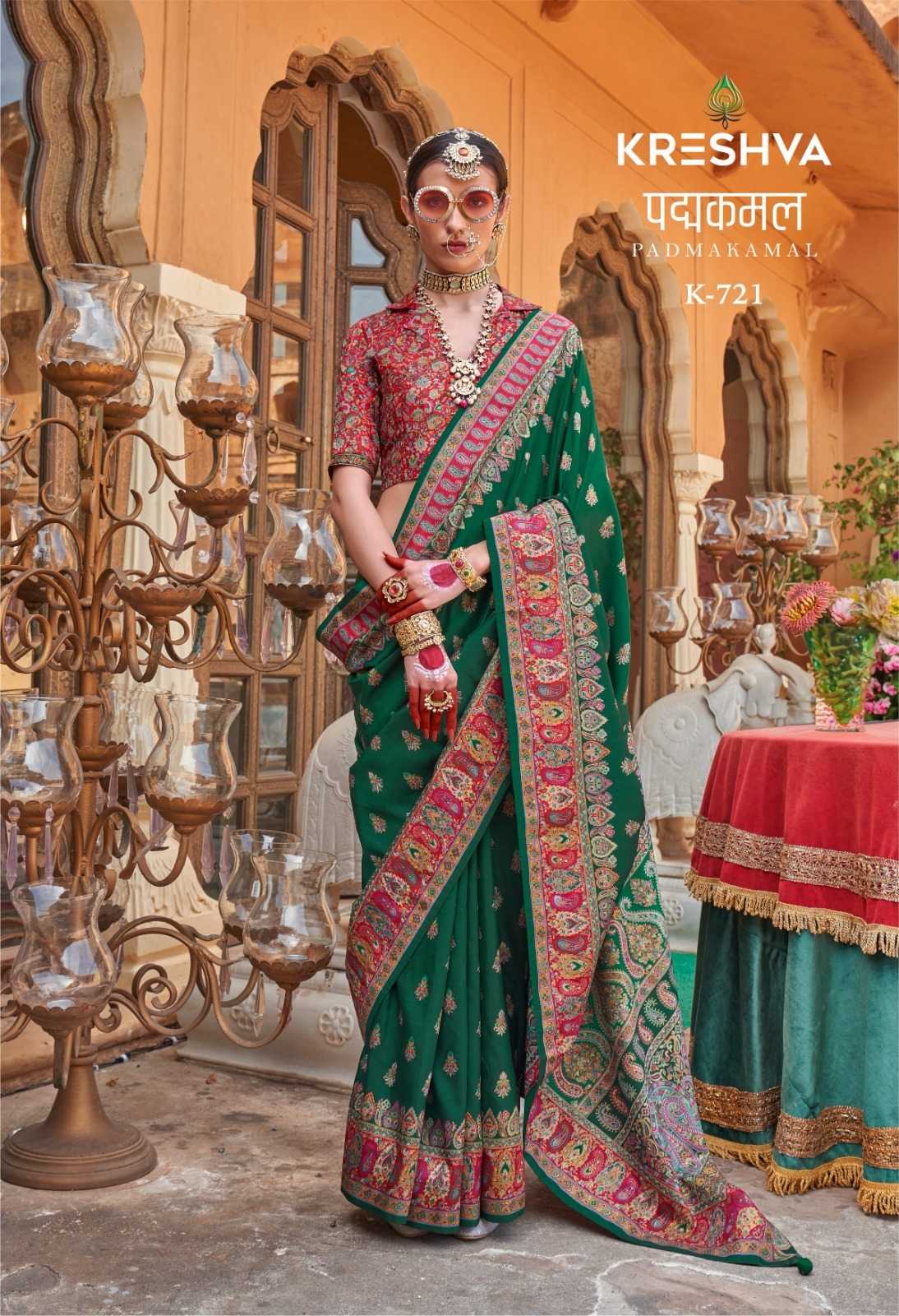 kreshva padmakamal super pure silk luxury printed designer saree