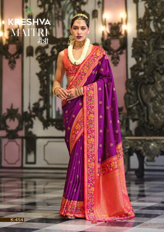 maitri by kreshwa banarasi poly viscose silk fashionable saree online 