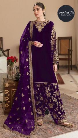 mehboob tex 1209 embroidery work velvet winter wear suits