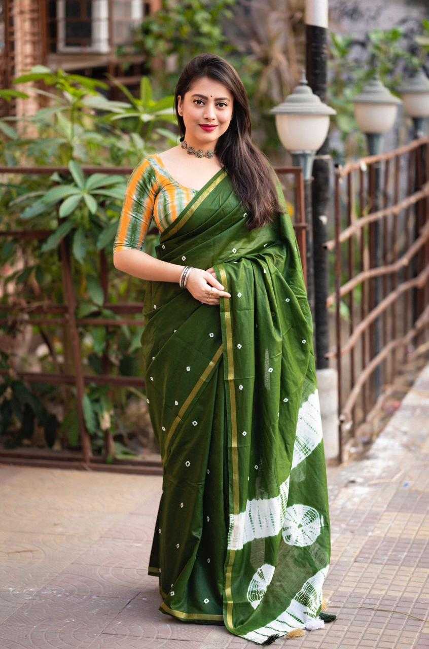 pr kc bandhej unique print beautiful chanderi cotton saree