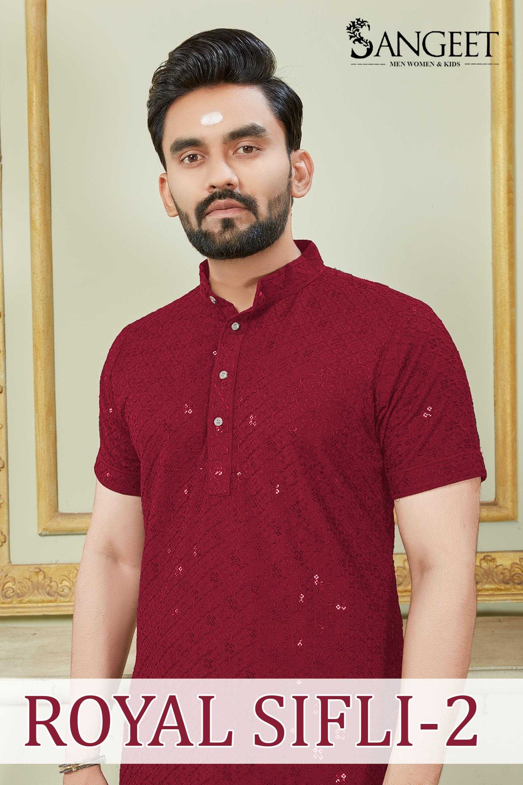 pr royal sifli vol 2 sequence work rayon readymade mens kurta