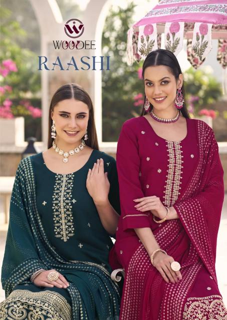 raashi by woodee viscose roman silk big size readymade 3pcs dress