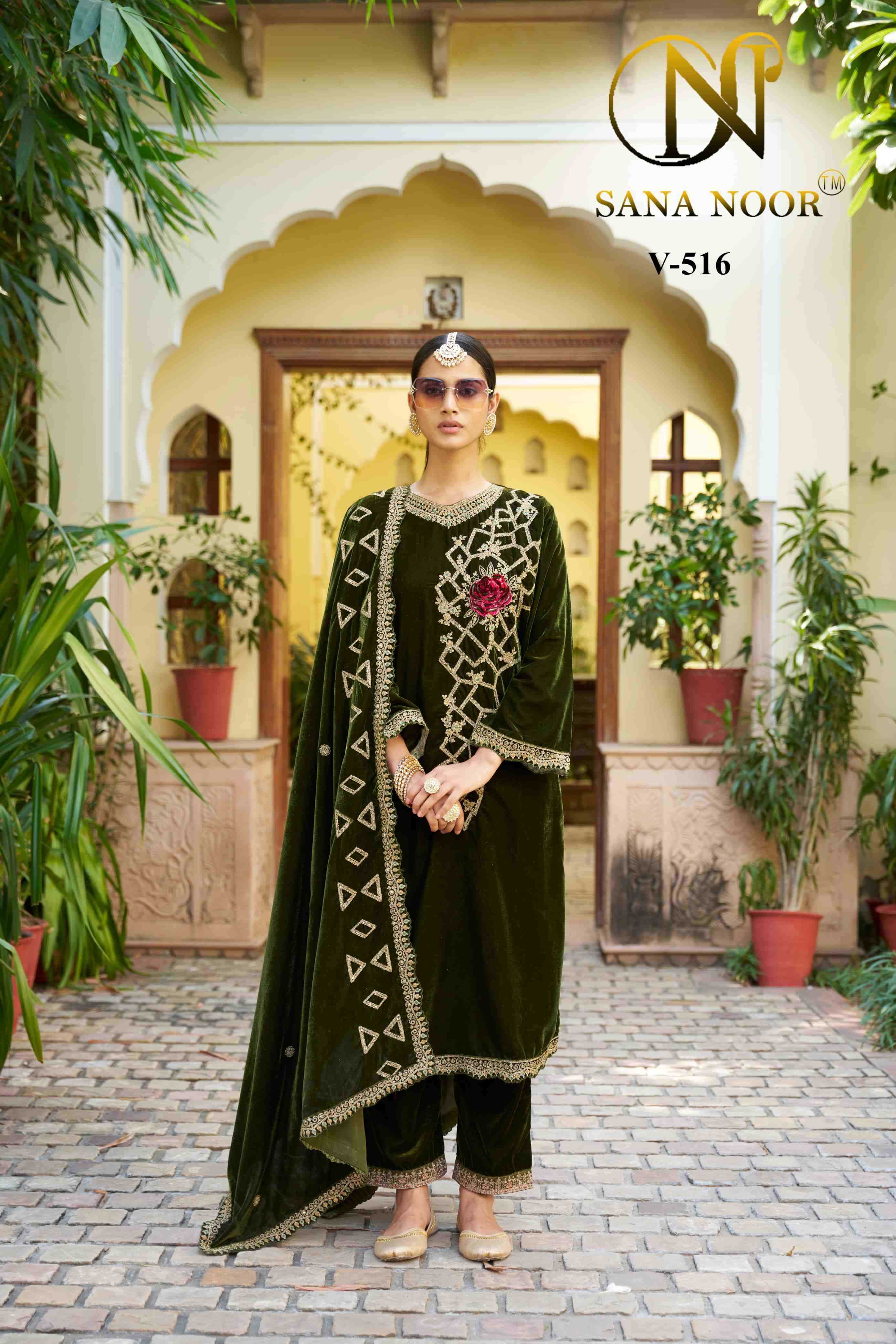 sana noor v 516 stylish winter wear velvet readymade ladies suits