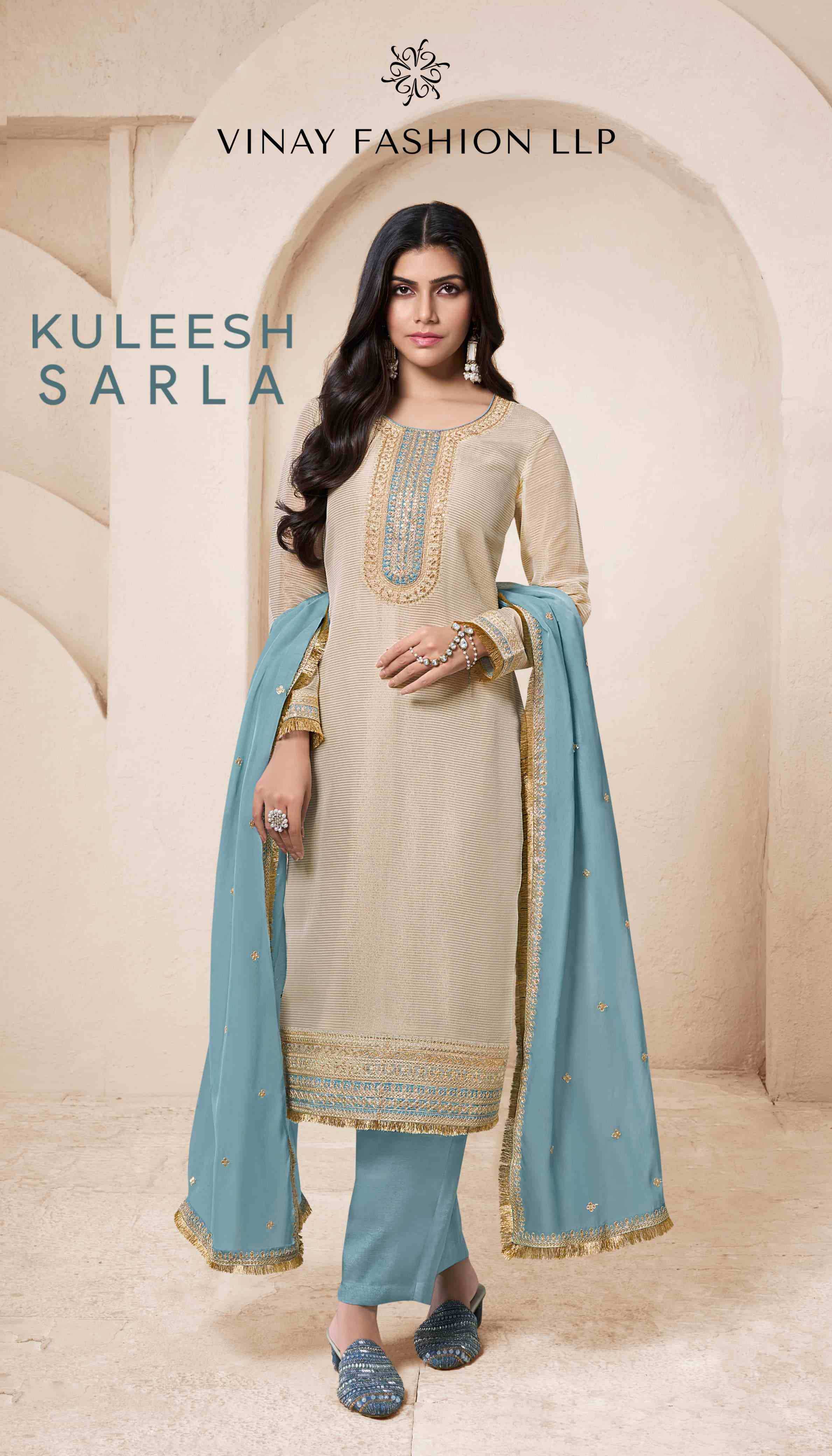 sarla by vinay kuleesh embroidery work organza stylish ladies suits