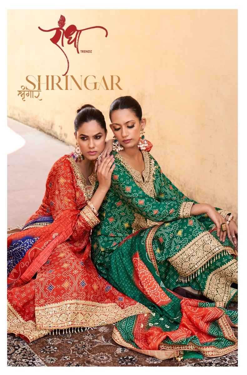 shringar by radha trendz embroidery print chinon readymade 3pcs dress