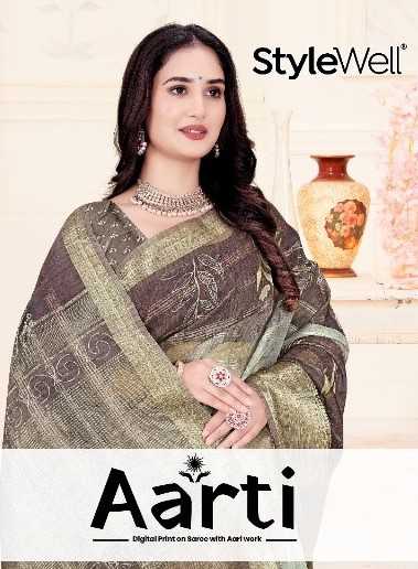 stylewell aarti digital print soft organza stylish saree