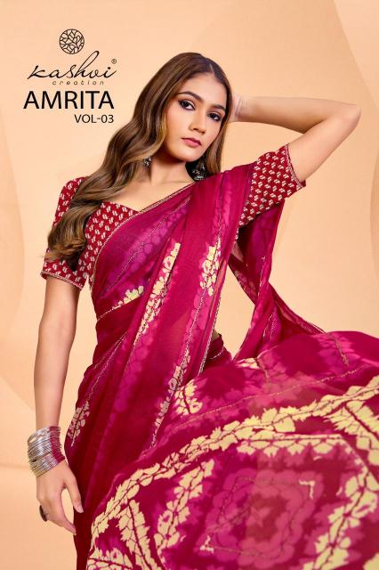 amrita vol 3 by kashvi dull moss unique style saree for women