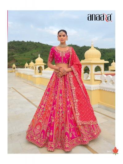 anaara by tathastu 7401-7413 silk with khatli work unstitch lehenga for wedding