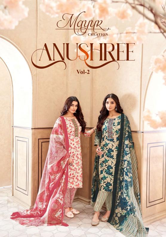 anushree vol 2 by mayur creation cotton printed big size readymade suits