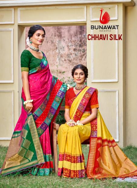 bunawat chhavi silk wedding festival wear silk fabric saree collection