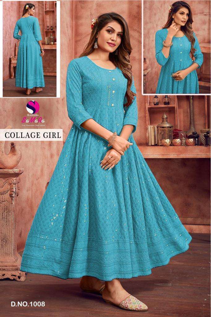 college girl by samara shiffli work readymade rayon combo kurti